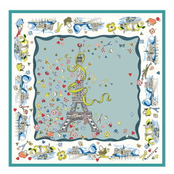Equestrian Tower Silk scarf 50 , Vervain - Silk