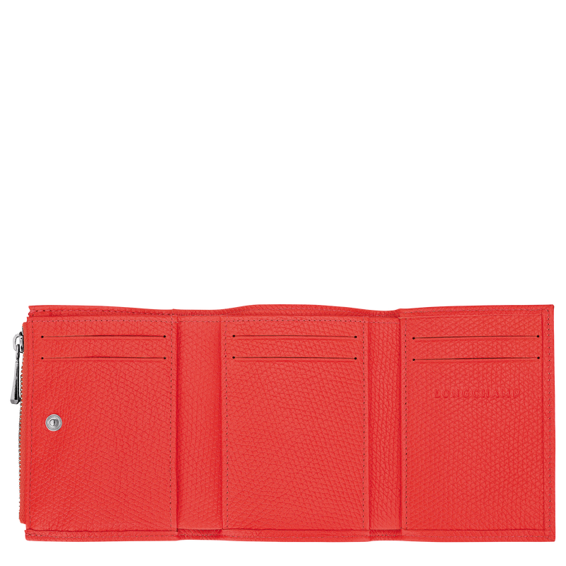Le Roseau Compact wallet , Vermilion - Leather  - View 3 of  3