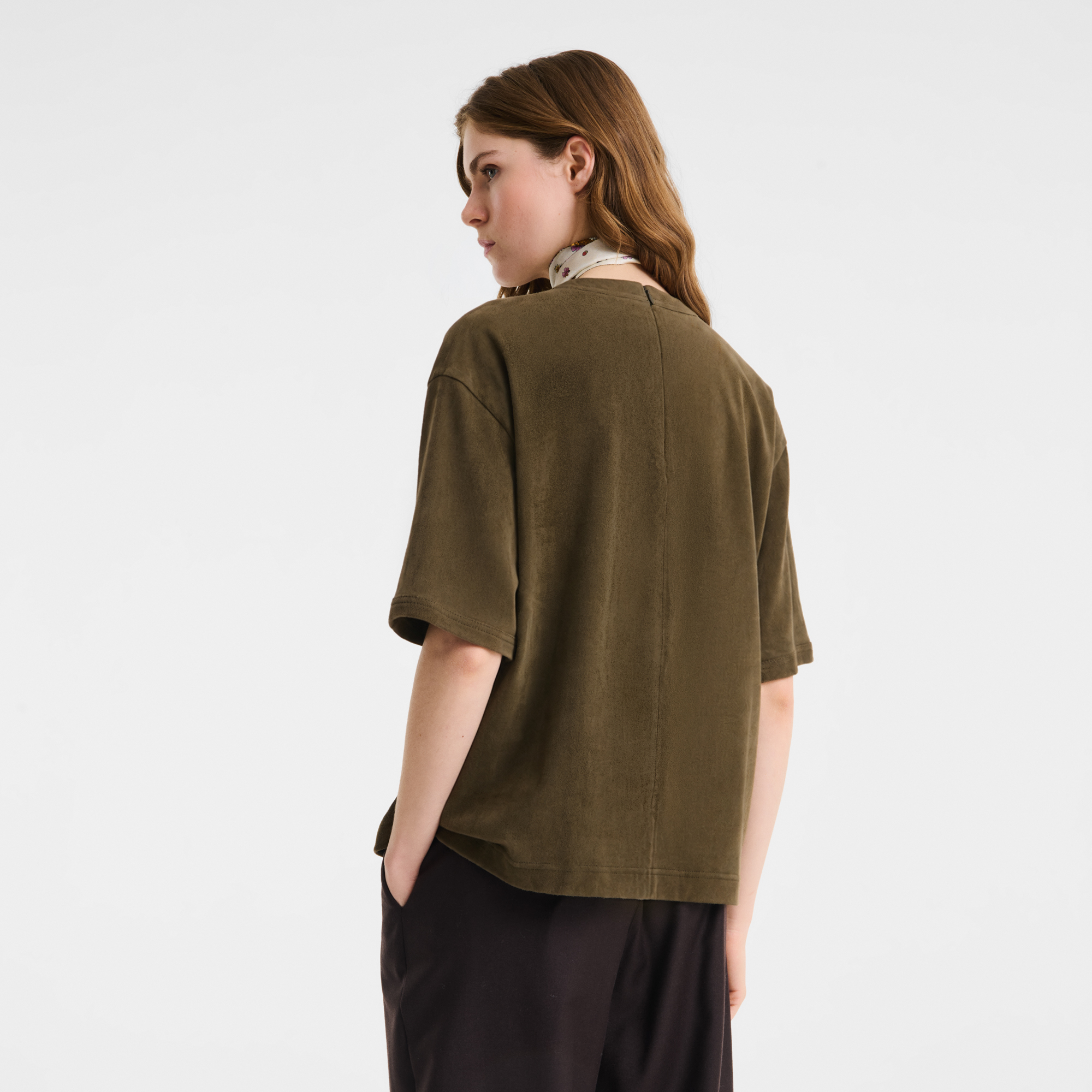 null Short leather top, Khaki