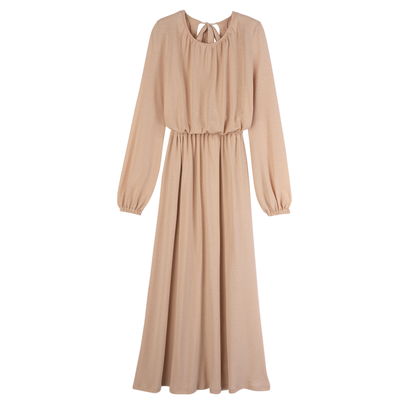 Robe longue , Jersey cr&ecirc;pe - Cr&egrave;me  - Vue 1 de 5