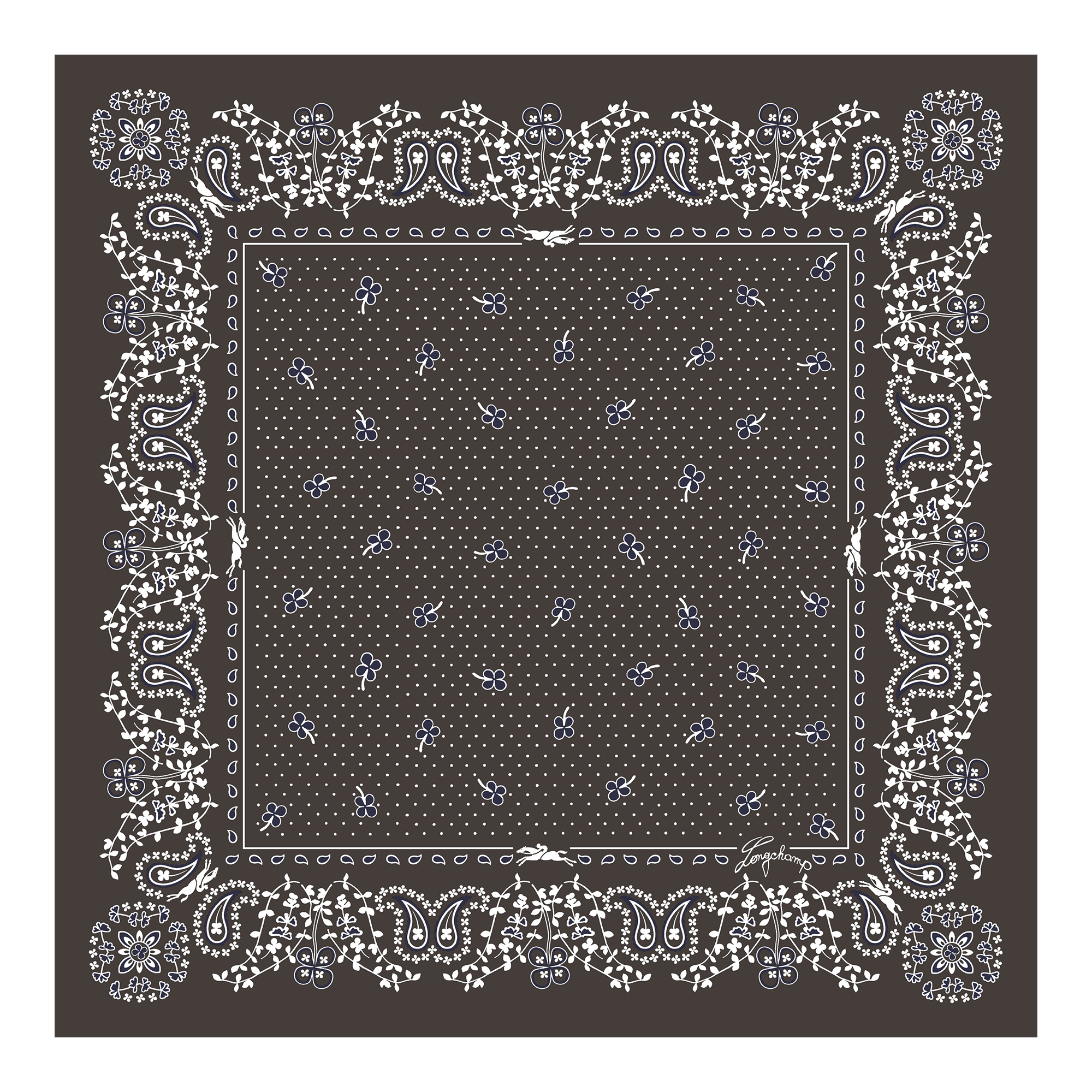 French Bandana Foulard di seta 50,  Moka