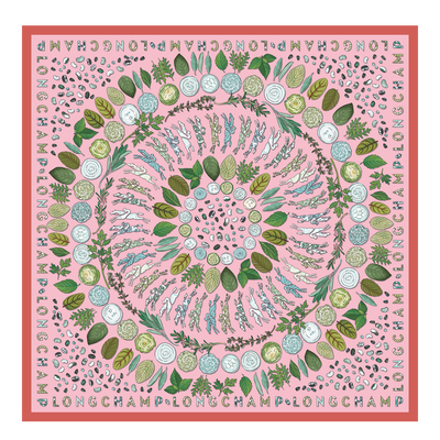Longchamp 植物標本集 絲質圍巾 90, 棉花糖色
