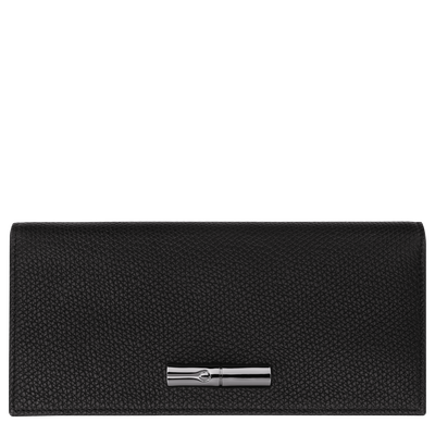 Langes klapbares Portmonaie Le Roseau , Leder - Schwarz
