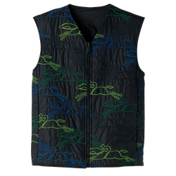 Sleeveless cardigan , Black - Embroidered