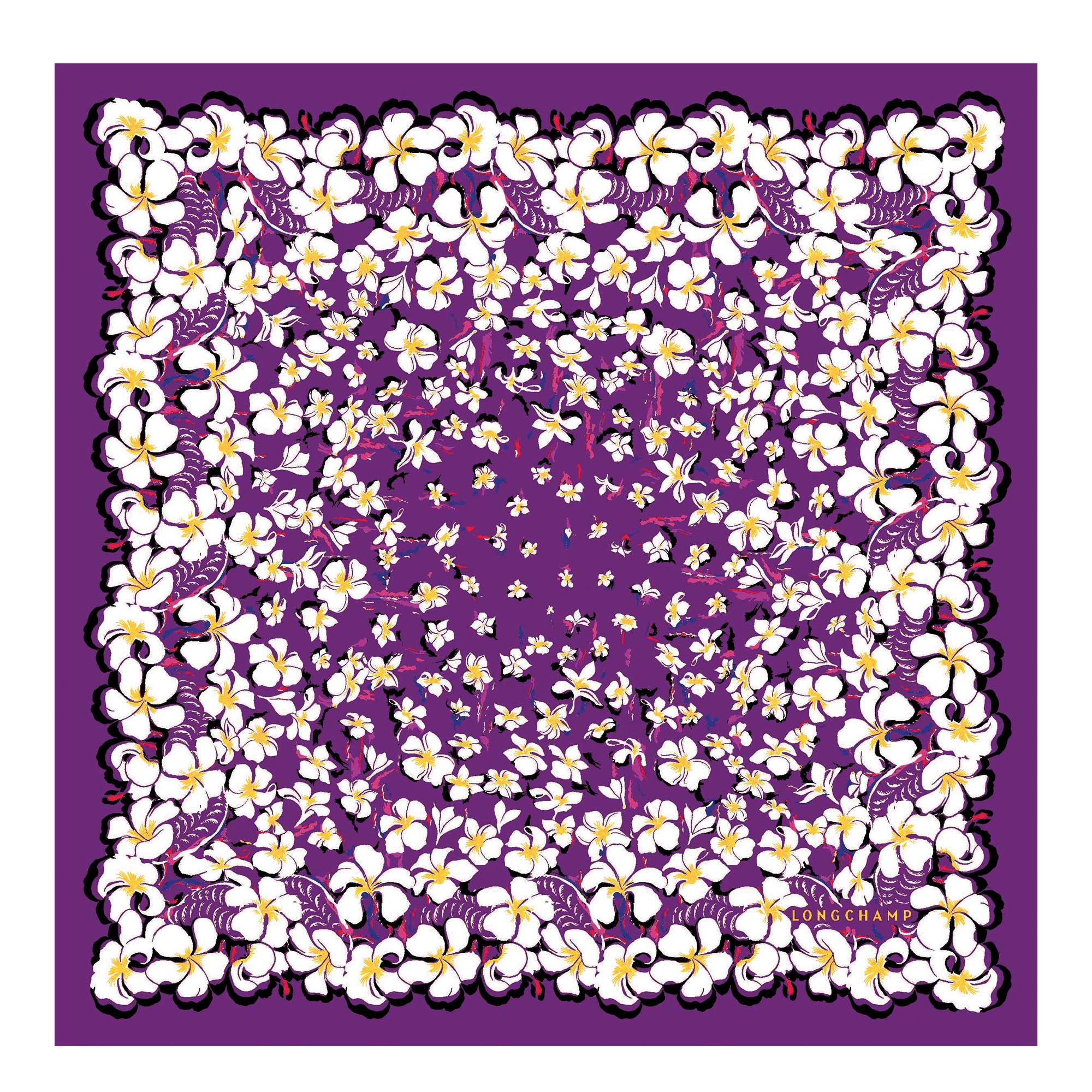 Hawaiian Flowers Silk scarf 50, Violet