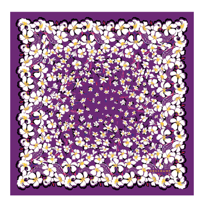 Fleurs Hawaïennes Carré de soie 50, Violette