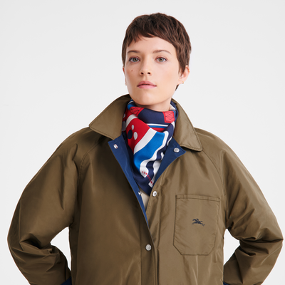 Tour Equestre Carré de soie 70, Rouge/Navy