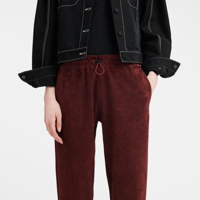 null Leather straight pants, Burgundy