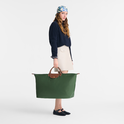 Le Pliage Original L Travel bag , British Green - Recycled canvas