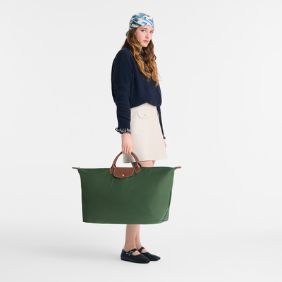 Le Pliage Original L Travel bag , British Green - Recycled canvas