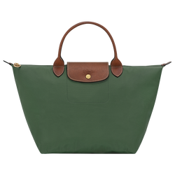 Le Pliage Original M Handbag , British Green - Recycled canvas