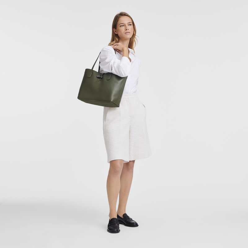 Le Roseau Essential L Tote bag , Khaki - Leather  - View 2 of 5