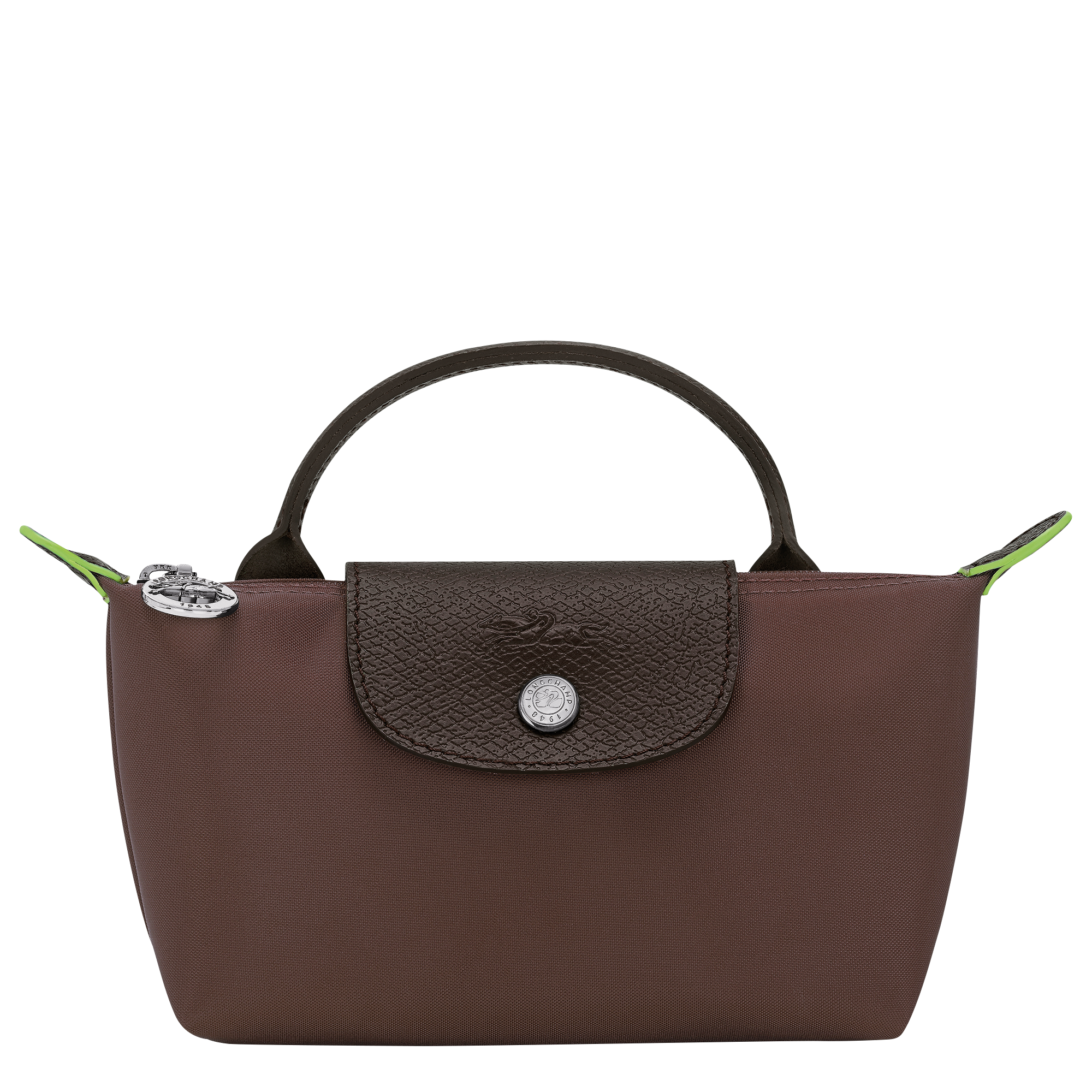 Le Pliage Green Pouch with handle, Mocha