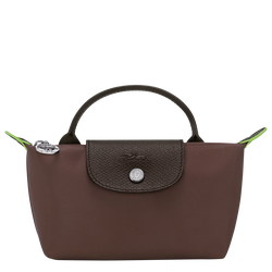 Le Pliage Green Pouch with handle , Mocha - Recycled canvas