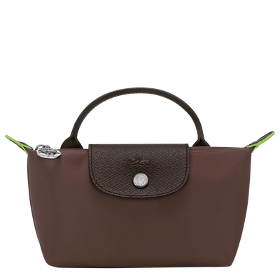 Le Pliage Green Pouch with handle , Mocha - Recycled canvas