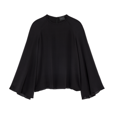 Blouse , Zwart - Getextureerde cr&egrave;pestof