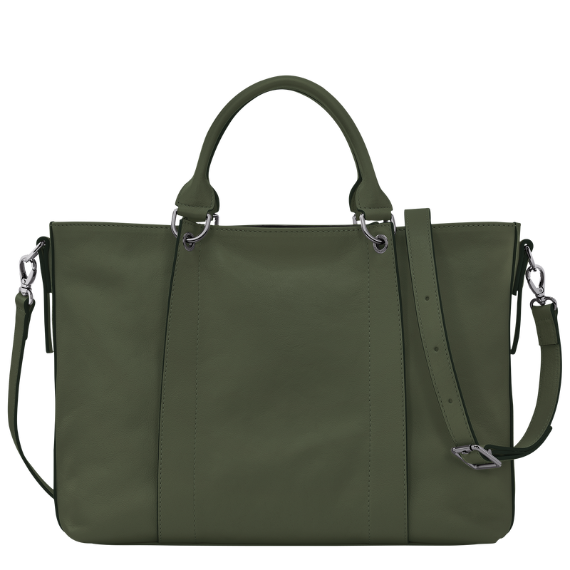 Sac &agrave; main L Longchamp 3D , Cuir - Kaki  - Vue 4 de 6