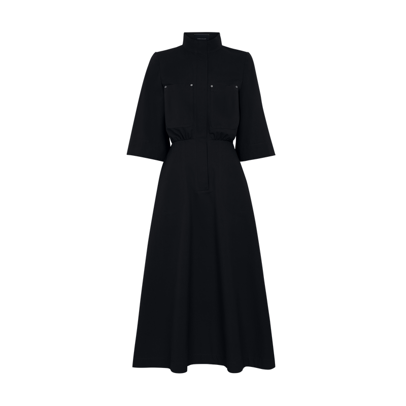 Midi dress , Black - Cotton poplin  - View 1 of  4