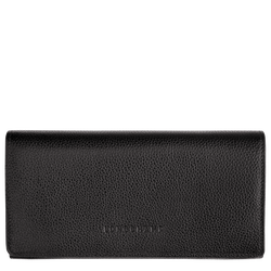 Le Foulonné Cartera continental grande , Cuero - Negro