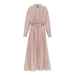 Long dress , Rainbow - Jacquard striped linen
