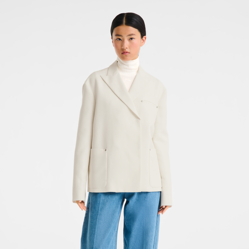 Chaqueta , Crep&eacute; - Marfil  - Vista 3 de 3