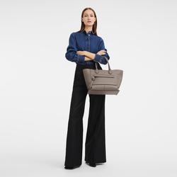 Mailbox L Handbag , Taupe - Leather