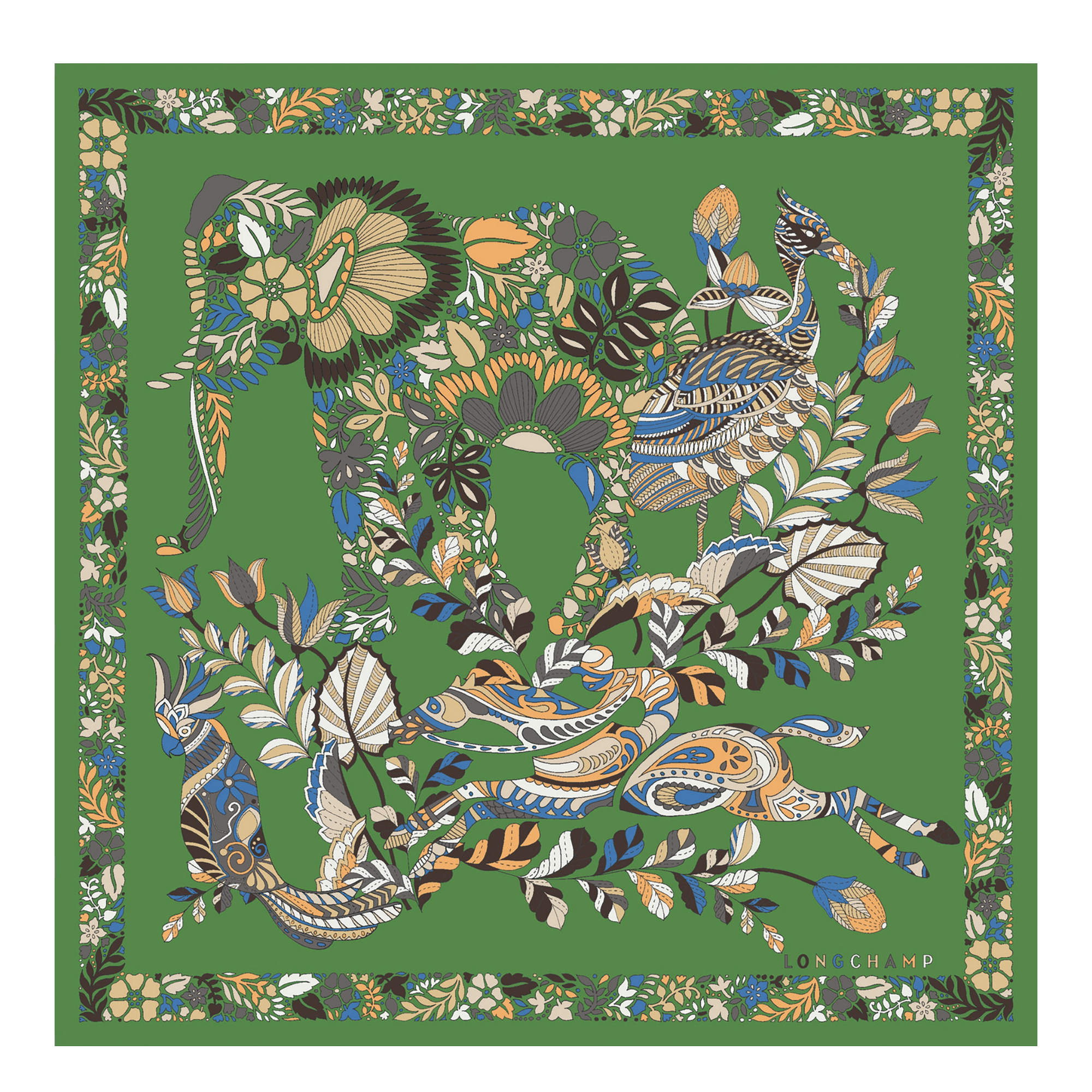 For&ecirc;t Longchamp Silk scarf 50, Matcha