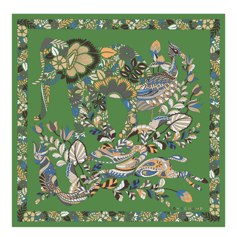 For&ecirc;t Longchamp Silk scarf 50 , Matcha - Silk  - View 1 of  2