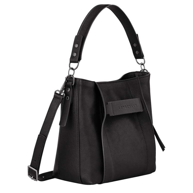Sac bandouli&egrave;re S Longchamp 3D , Cuir - Noir  - Vue 3 de 6
