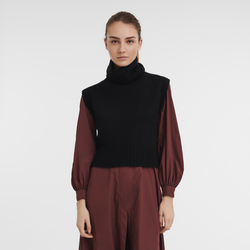 Sleeveless sweater , Black - Knit
