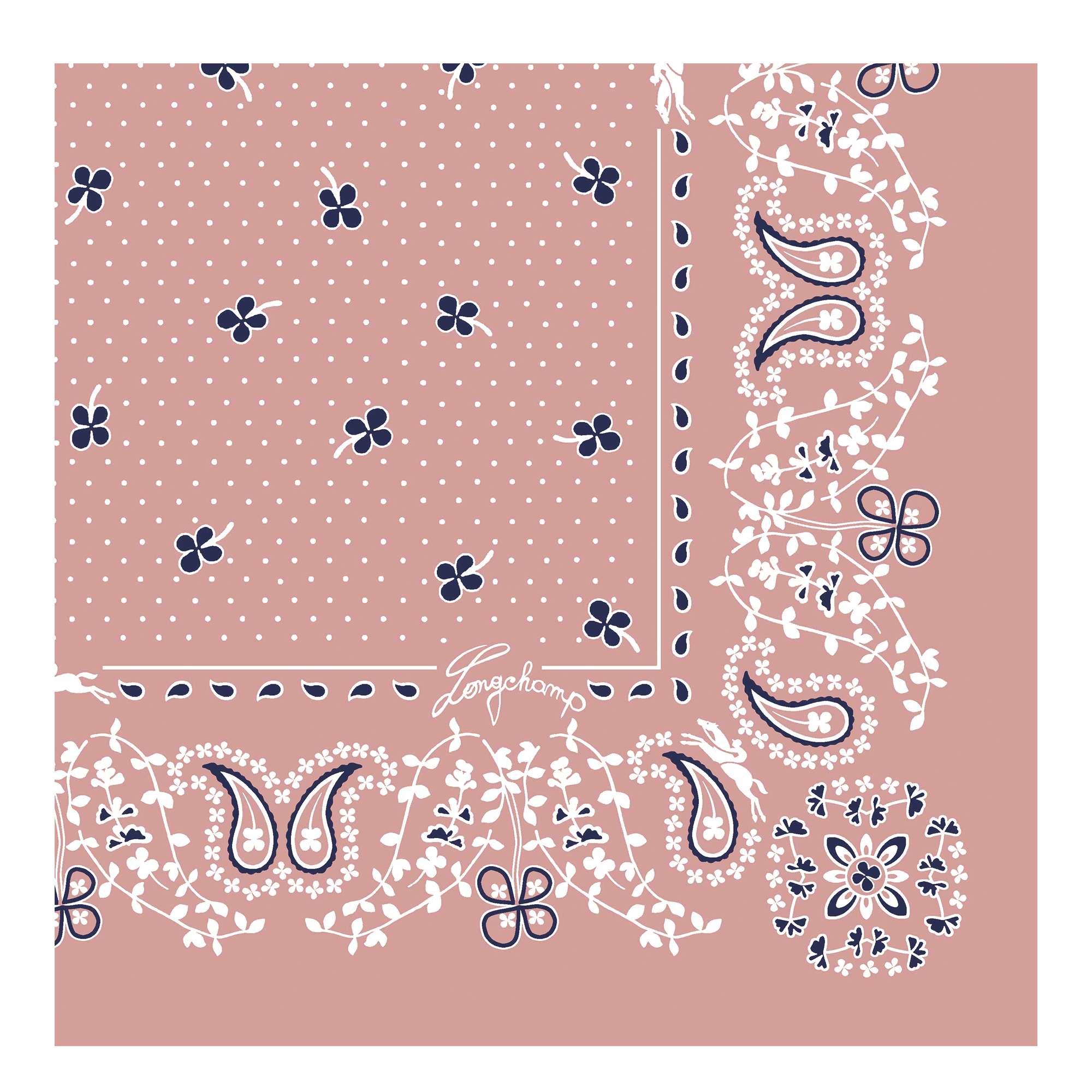 French Bandana シルクスカーフ50 ピンクティー - シルク | ロンシャン JP French Bandana シルクスカーフ50 ピンクティー - シルク | ロンシャン JP