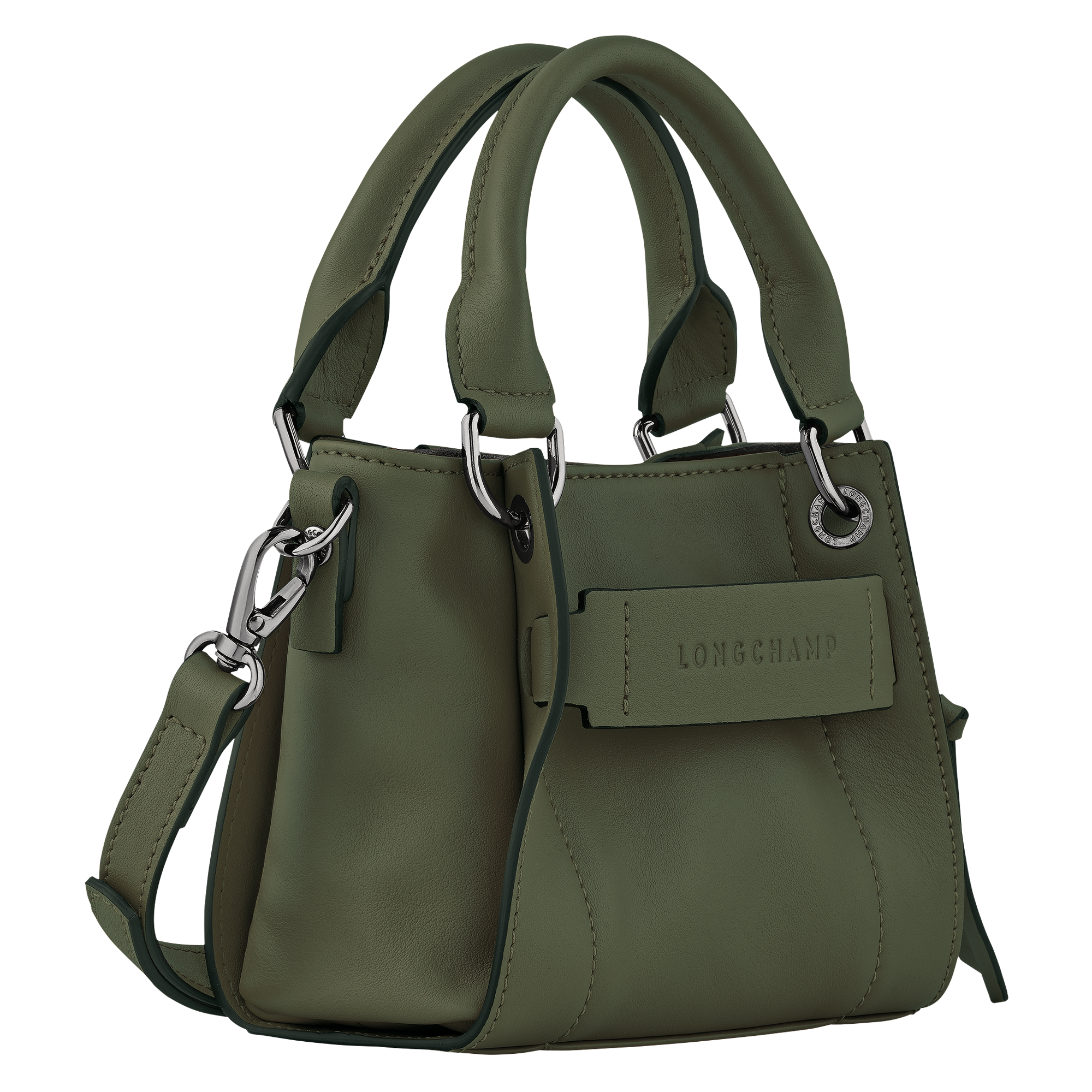 トップハンドルバッグ XS, カーキ - ビュー 3:
6 - 拡大 Longchamp 3D トップハンドルバッグ XS, カーキ
