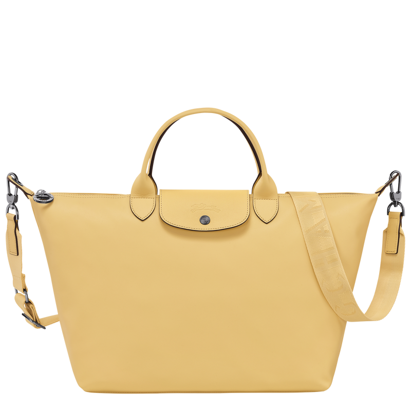 Le Pliage Xtra Tas met handgreep aan de bovenkant L , Tarwegeel - Leder  - Weergave 1 van  5