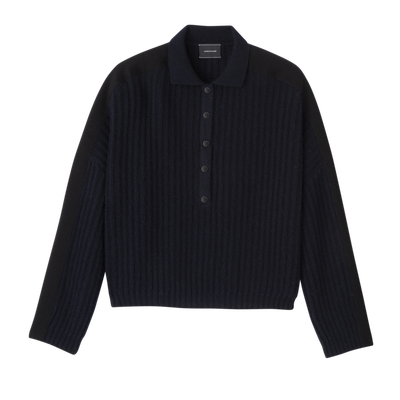 null Jersey con cuello tipo polo, Azul Marino