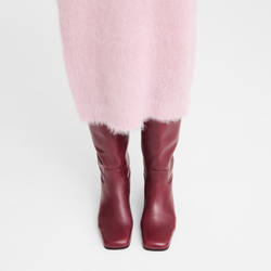 La Cavalière Heel boots , Pomegranate - Leather