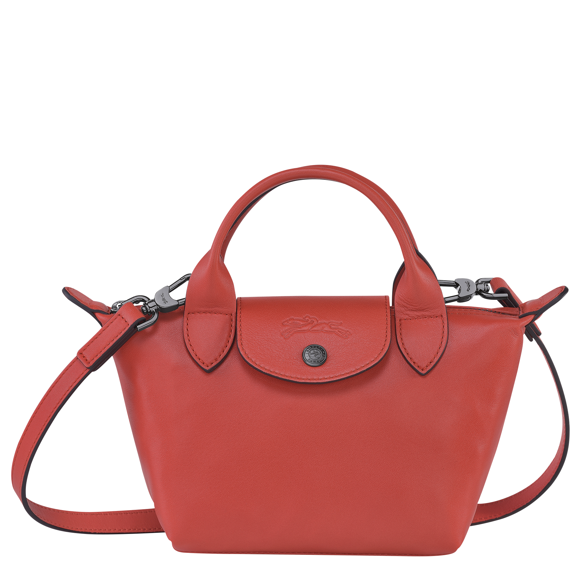 longchamp mini le pliage cuir leather top handle bag