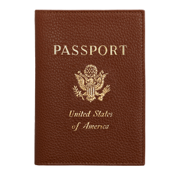 Le Foulonné Passport cover , Caramel - Leather