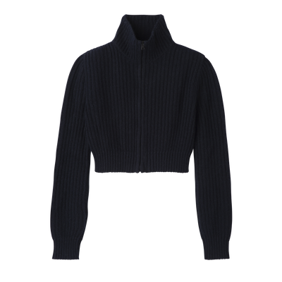 Gilet court col zippé , Maille - Marine