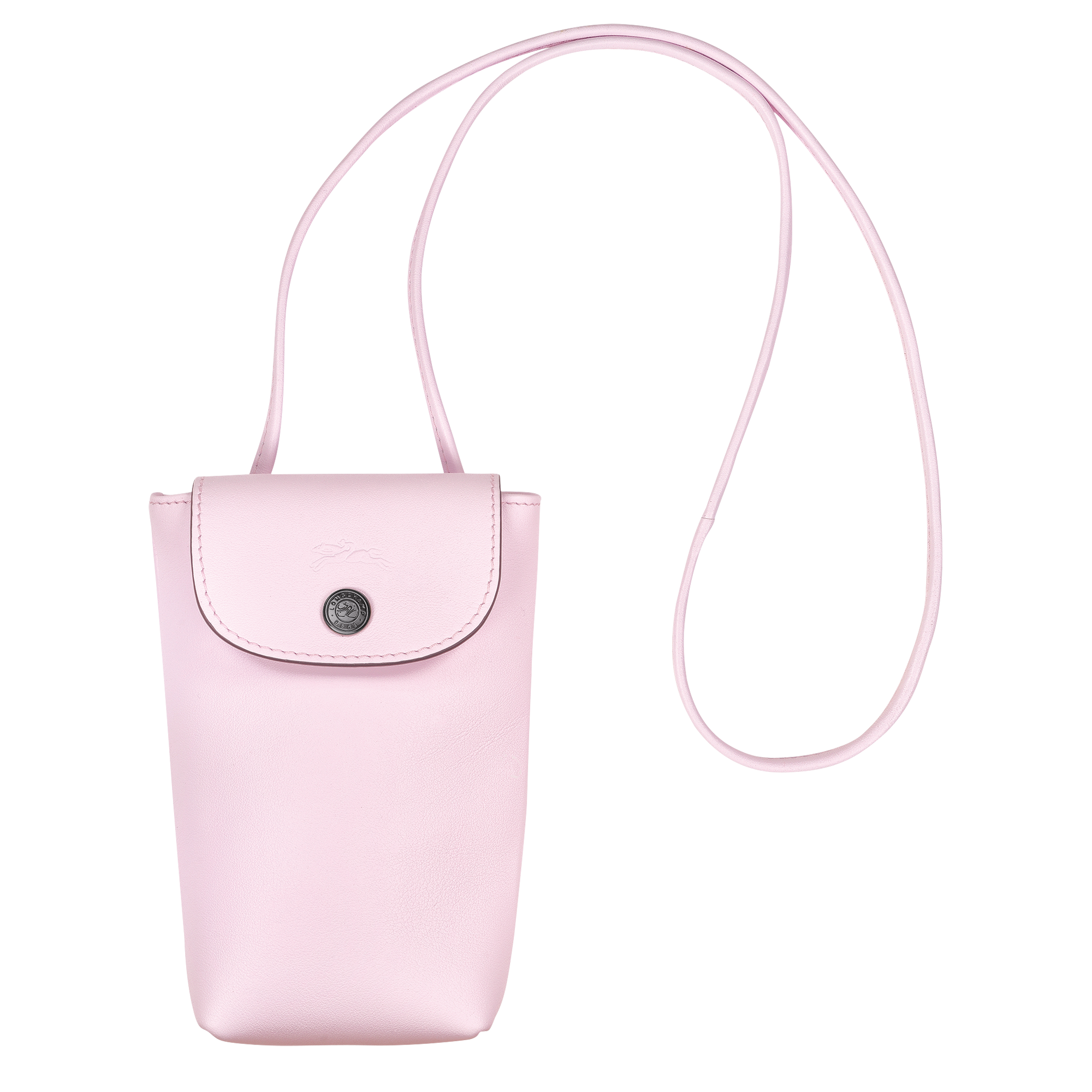 Le Pliage Xtra 裝飾皮革滾邊的手機殼, 玫瑰粉色