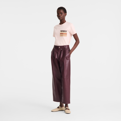 Pantalon , Cuir - Bordeaux