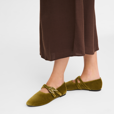 Le Foulonn&eacute; Ballerines, Olive