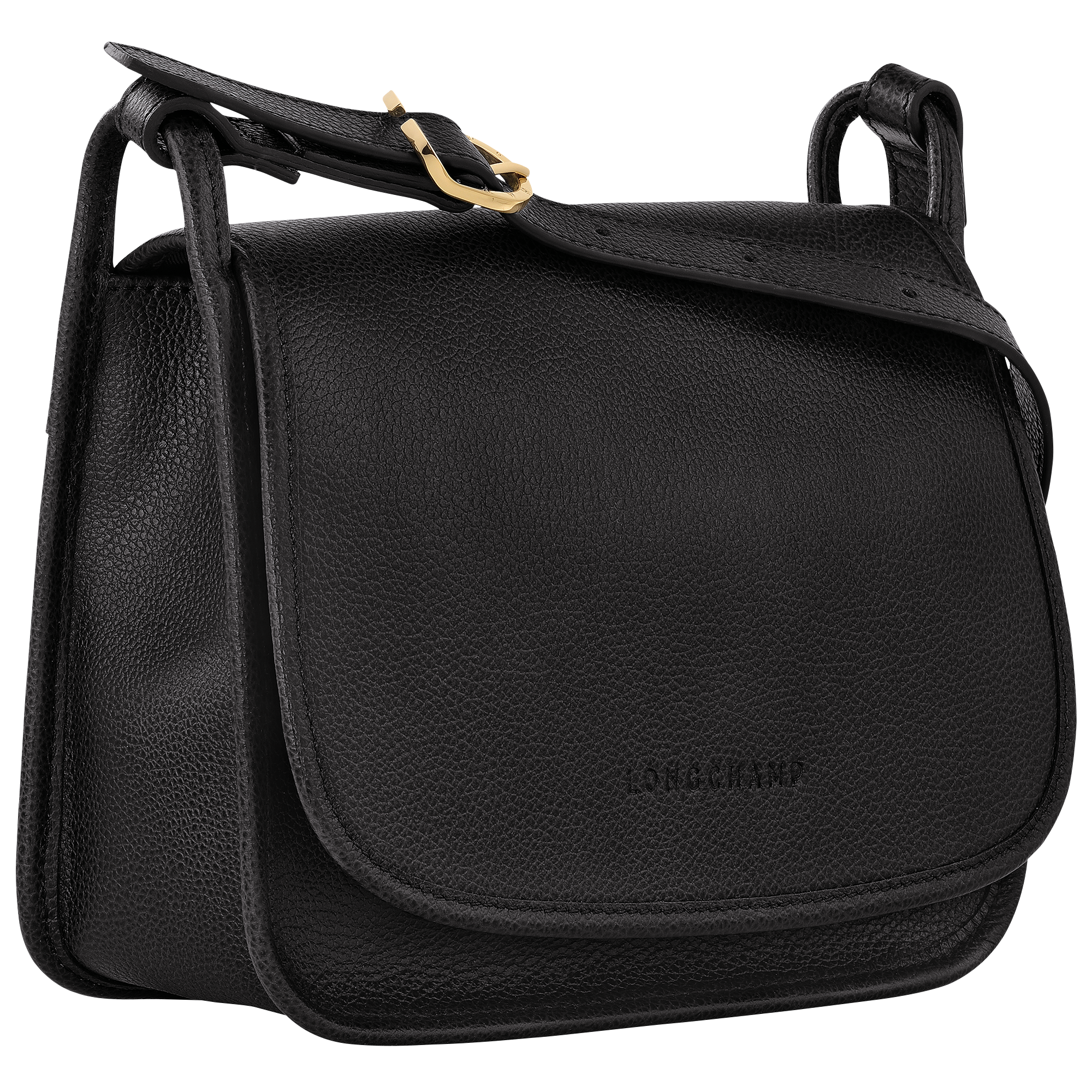 S black leather flap bag