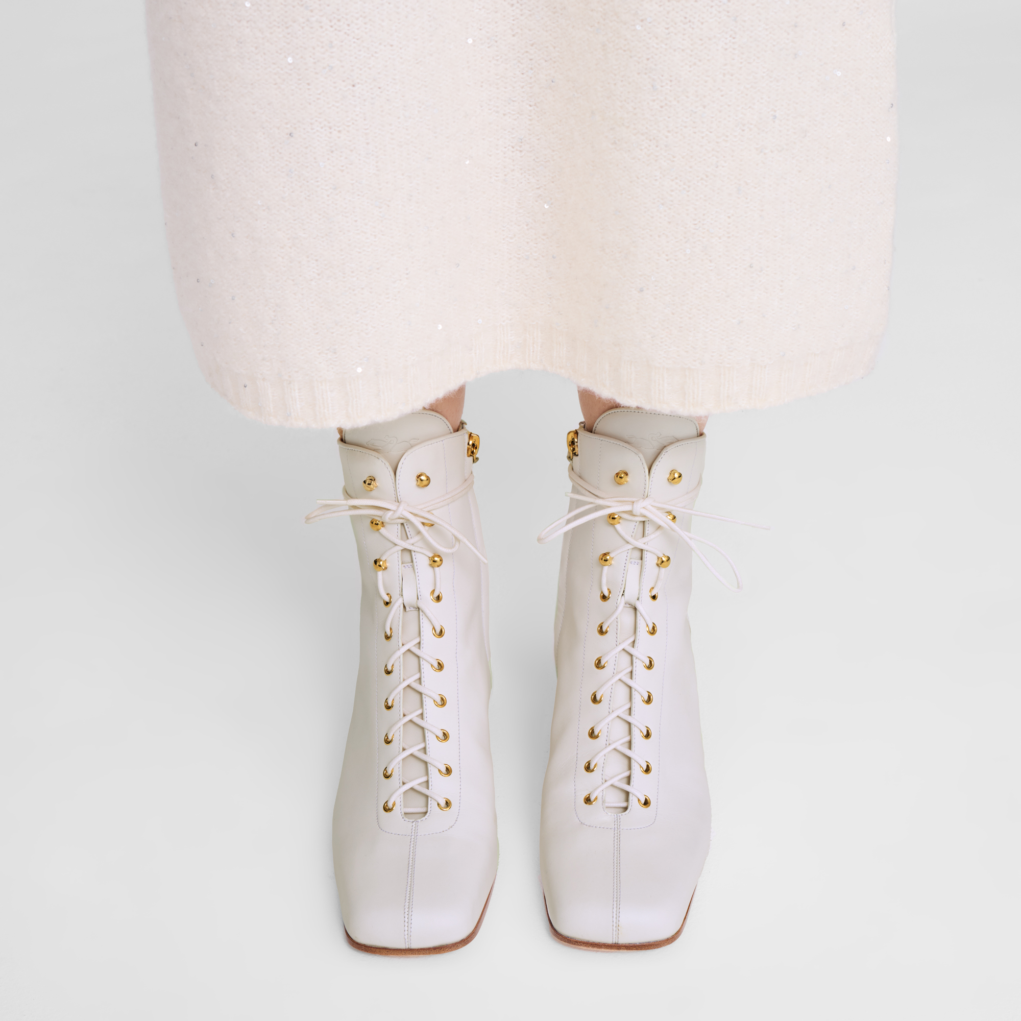 La Patineuse High heel low boots White - Leather 9 | Longchamp US La Patineuse High heel low boots White - Leather 9 | Longchamp US