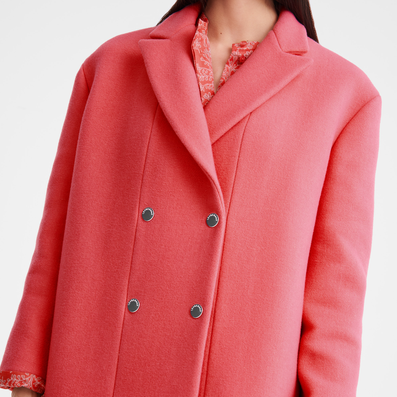 Straight peacoat , Blush - Wool broadcloth  - View 5 of 5