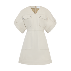 Short dress , Ivory - Double-face gabardine