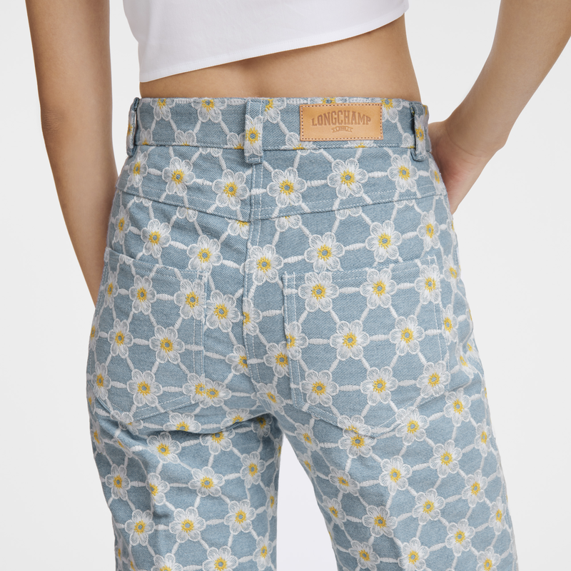 Embroidered denim trousers