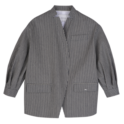 Jacket , Navy - Jacquard stripes