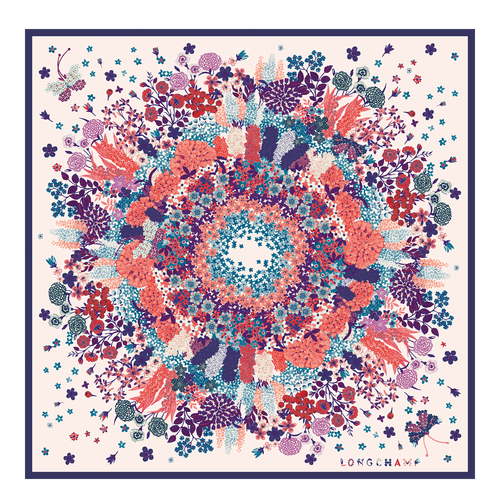 Collier de fleurs Zijden sjaal 90 , Bosbessenblauw - Zijde - Weergave 1 van  2