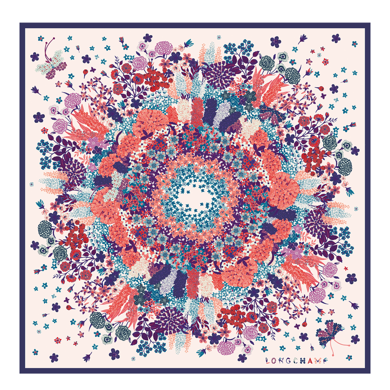 Collier de fleurs Zijden sjaal 90 , Bosbessenblauw - Zijde  - Weergave 1 van  2