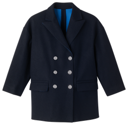 Pea coat , Navy - Double-sided fabric